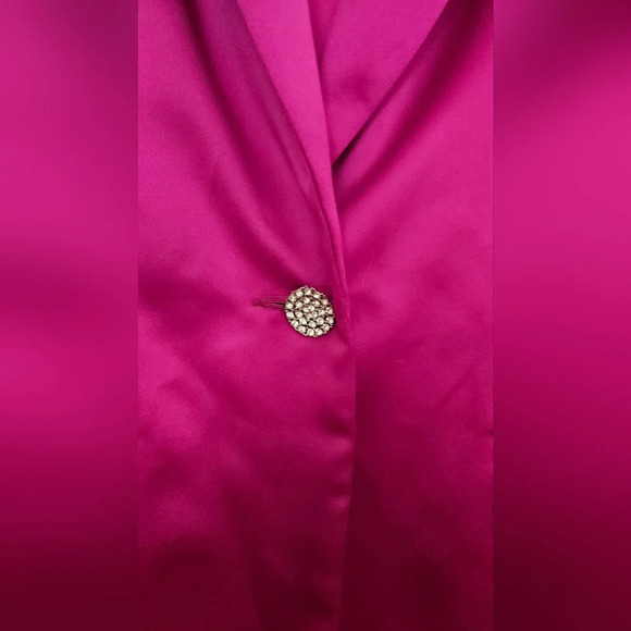 Vintage FARINAE Collections Satin Fushia Blazer. Size medium. - Picture 7 of 9